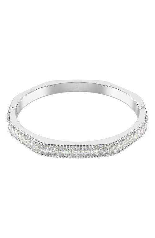 Swarovski Crystal Dextera Bangle Octagon Shape Pave Medium White Rhodium Plated In White