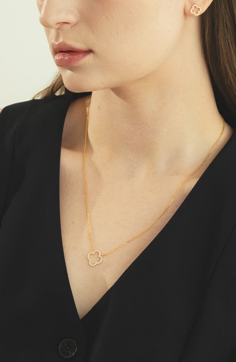 Bearfruit Jewelry Sterling Silver 18k Gold Plated Aria Clover Necklace Holiday Gift Idea, Alternate, color, Gold