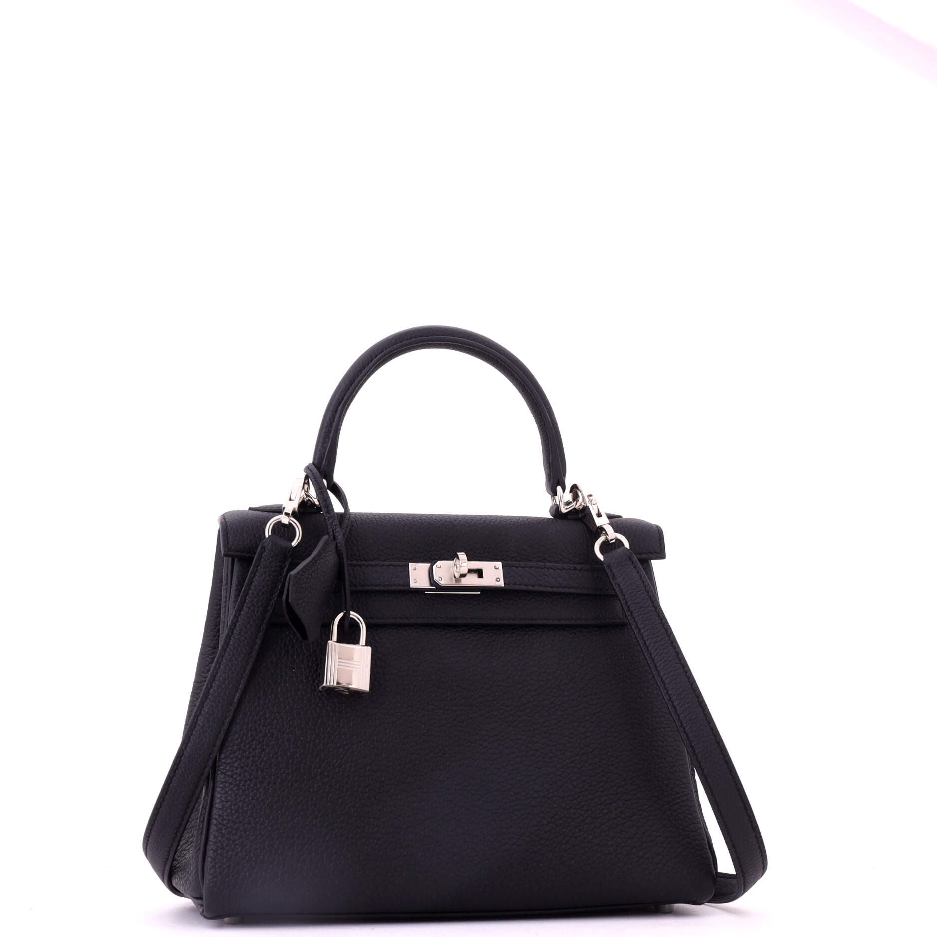 81034712 Kelly Handbag Black Togo with Palladium Hardware 25, Alternate, color, Noir