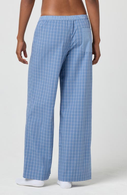 Florence By Mills Micro Plaid Wide Leg Pants In Blue