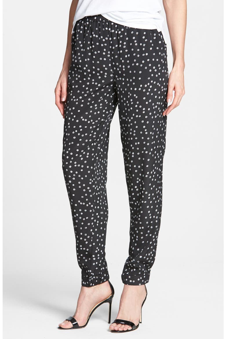 Dot Print Woven Pants, Main, color, BLACK COMBO