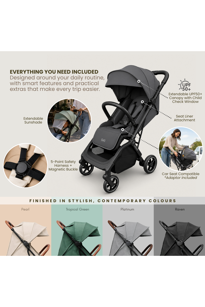 Oxygen v3 Lightweight & Compact Stroller for Newborns & Toddlers, Alternate, color, Raven