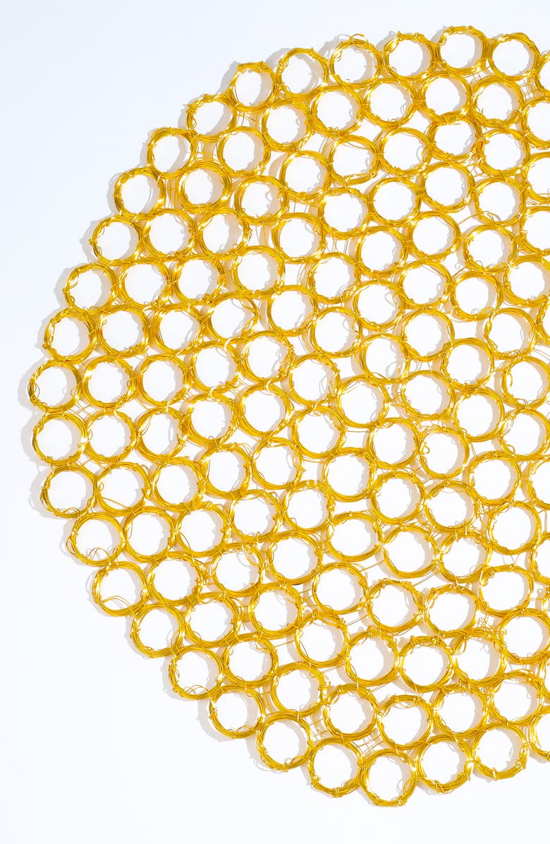 Tiramisu Honeycomb Gleam Metal Placemat, Alternate, color, Gold