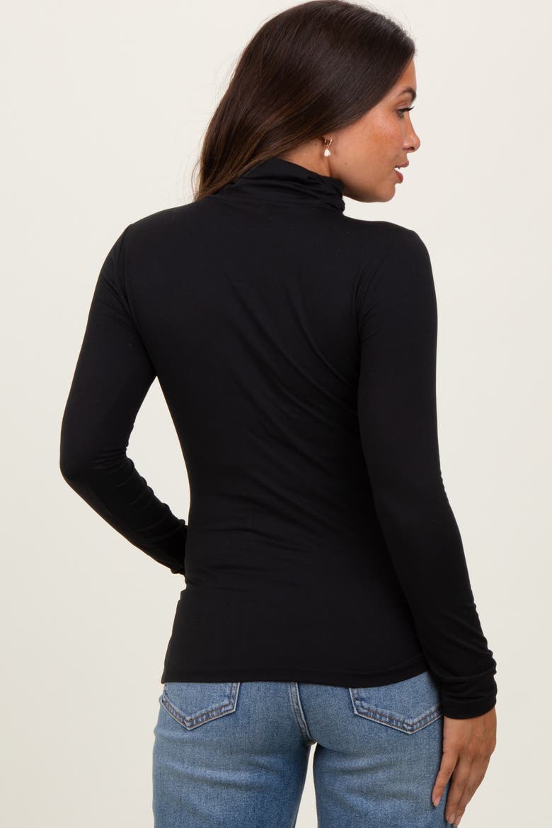 Brushed Knit Basic Turtleneck Top, Alternate, color, Black