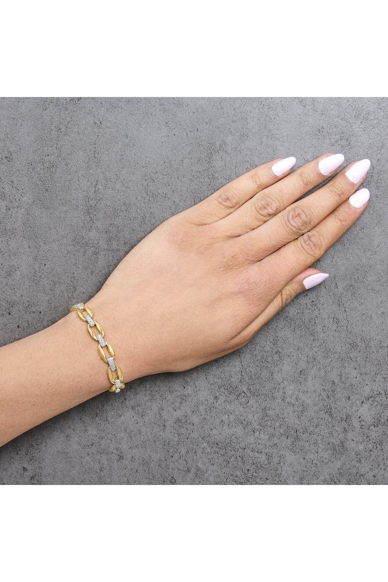 Gold Vermeil 1/10 Cttw Diamond Bold Link Bracelet, Alternate, color, Silver