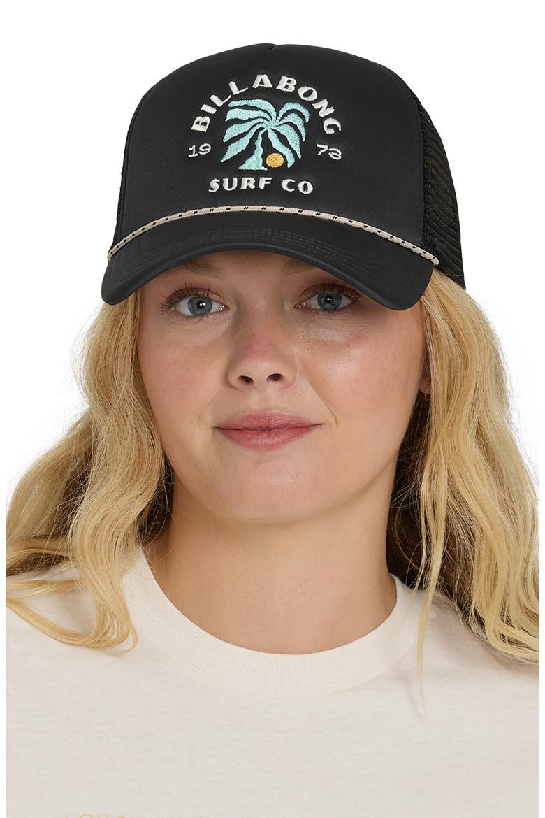 Embroidered Trucker Hat, Alternate, color, OFF BLACK