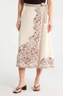 MAX STUDIO Floral Border Wrap Skirt