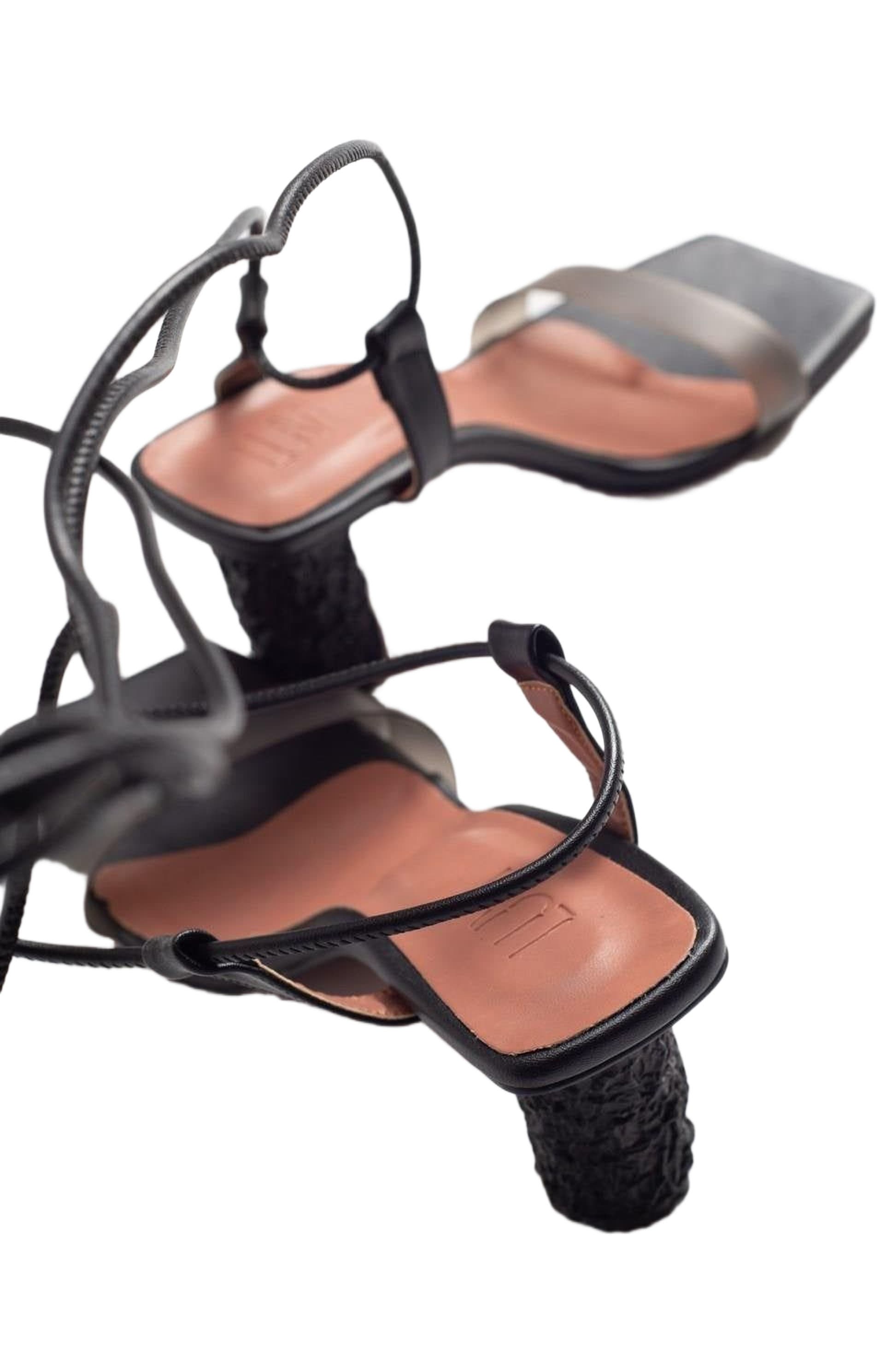 Prologue Shoes Rhea Block Heel Sandal, Alternate, color, Black Faux Leather