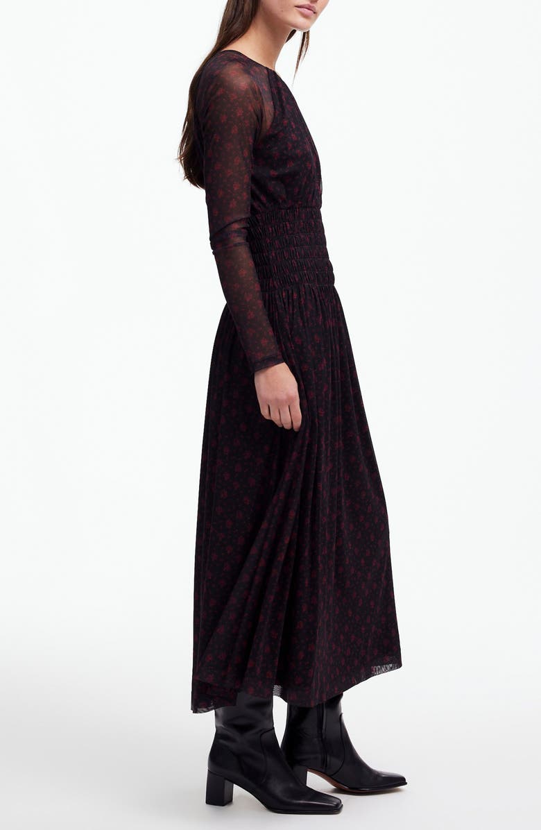 Madewell Floral Long Sleeve Button Front Midi Shirtdress