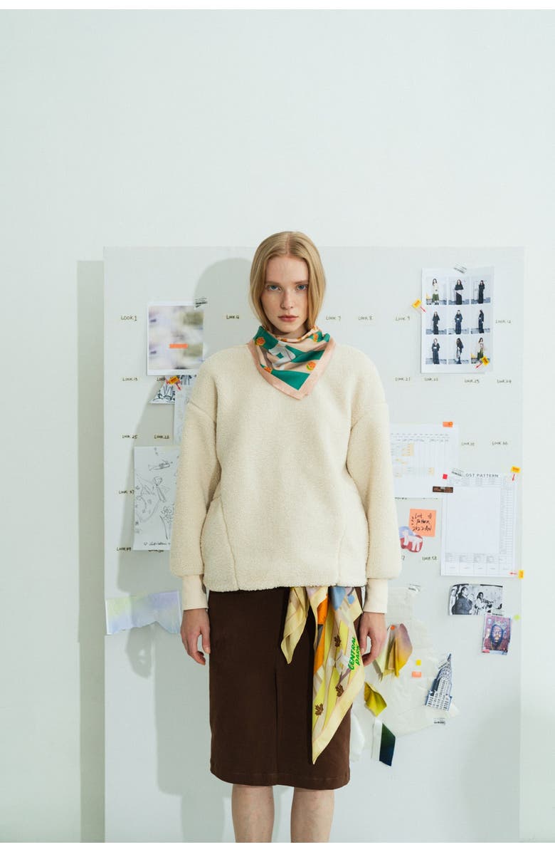 Lost Pattern NYC "Pan Pan" Silk Bandana, Alternate, color, Orange