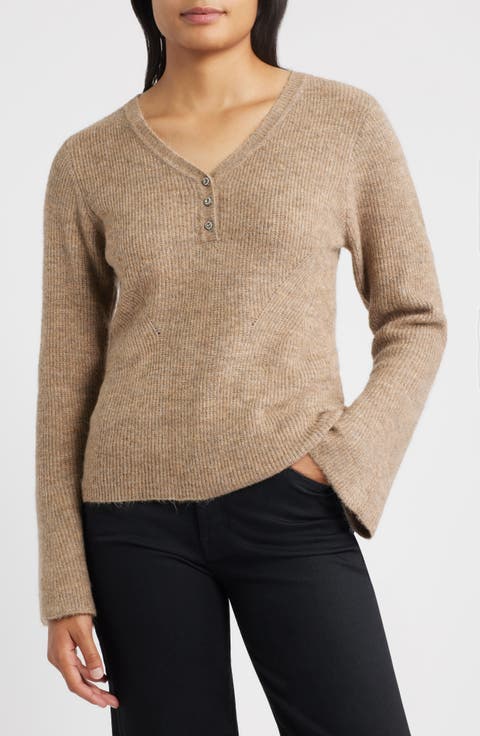 Bell Sleeve Henley Sweater