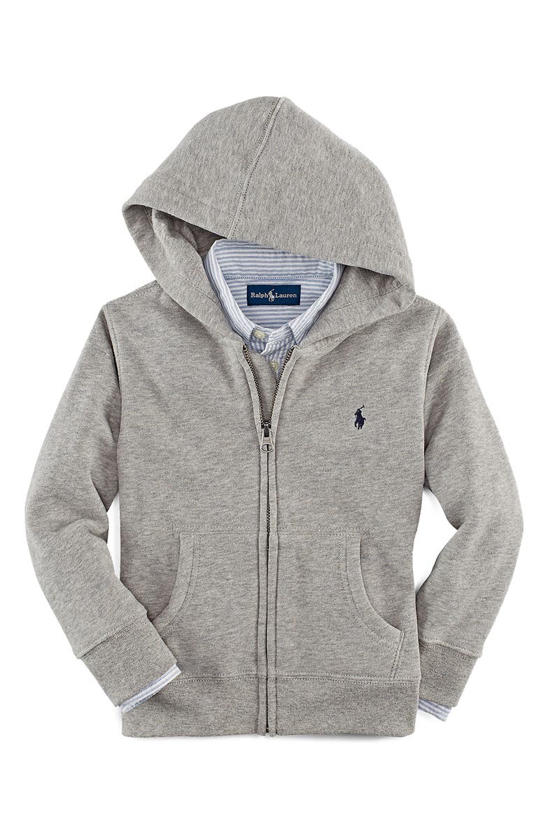 Polo Ralph Lauren Kids' Full Zip Fleece Hoodie, Alternate, color, Dark Sport Heather