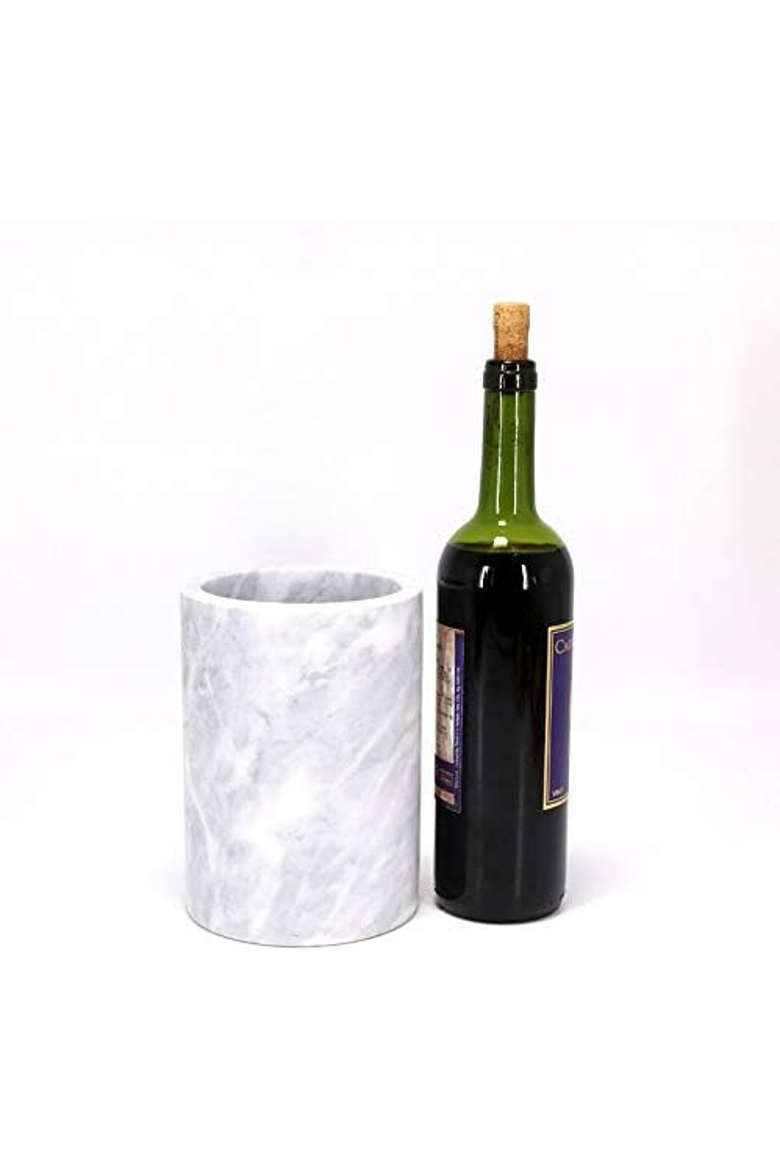 Artifacts Trading Company Marble Cylinder Wine Cooler, Alternate, color, White Matte