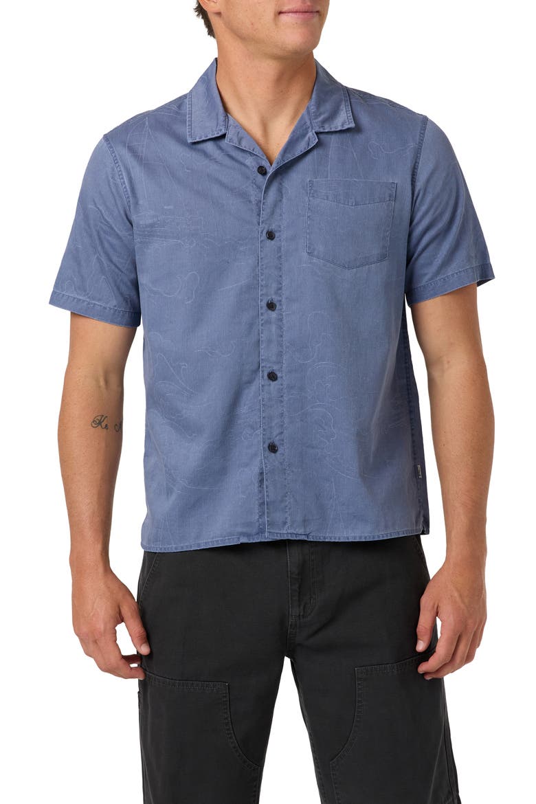 OG Sails Jacquard Cotton Twill Camp Shirt, Main, color, NIGHTSHADOW BLUE