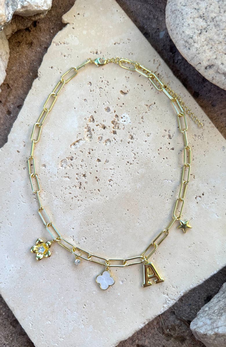 Adornia Initial Charm Pendant Necklace, Alternate, color, Gold-A