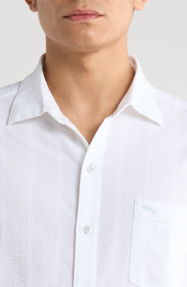 Tommy Bahama Nova Wave Short Sleeve Seersucker Button-Up Shirt, Alternate, color, White