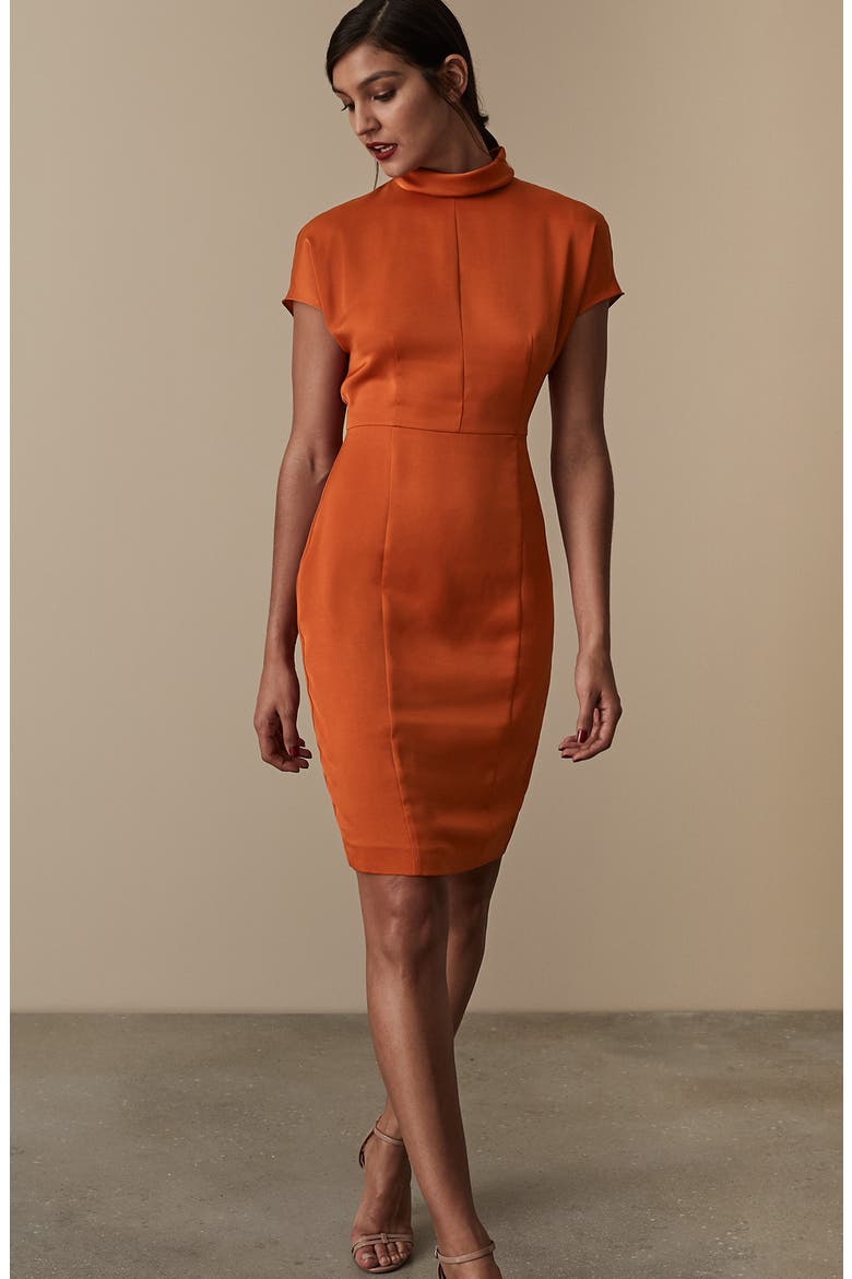 Rex Mock Neck Sheath Dress, Alternate, color, BURNT ORANGE