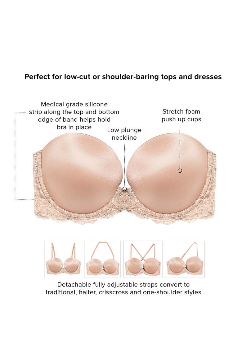 Self-Assured Underwire Convertible Push-Up Bra, Alternate, color, BLACK