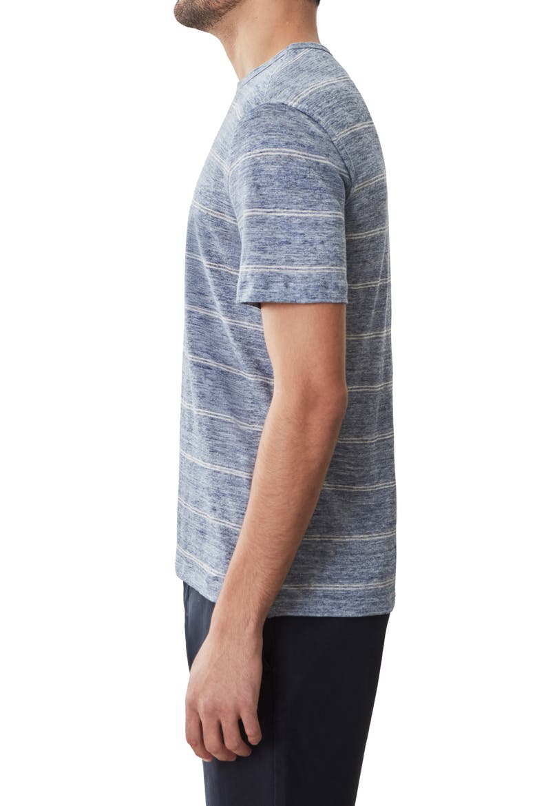 Folsom Short Sleeve Stripe Linen Blend T-Shirt, Alternate, color, BLUE