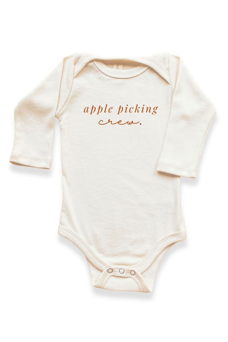 Apple Picking Crew Organic Bodysuit Long Sleeve, Main, color, Natural