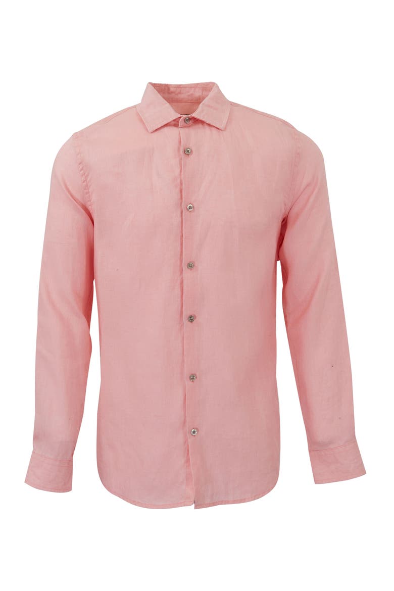 Linen Long Sleeve Shirt, Alternate, color, FRESH PINK