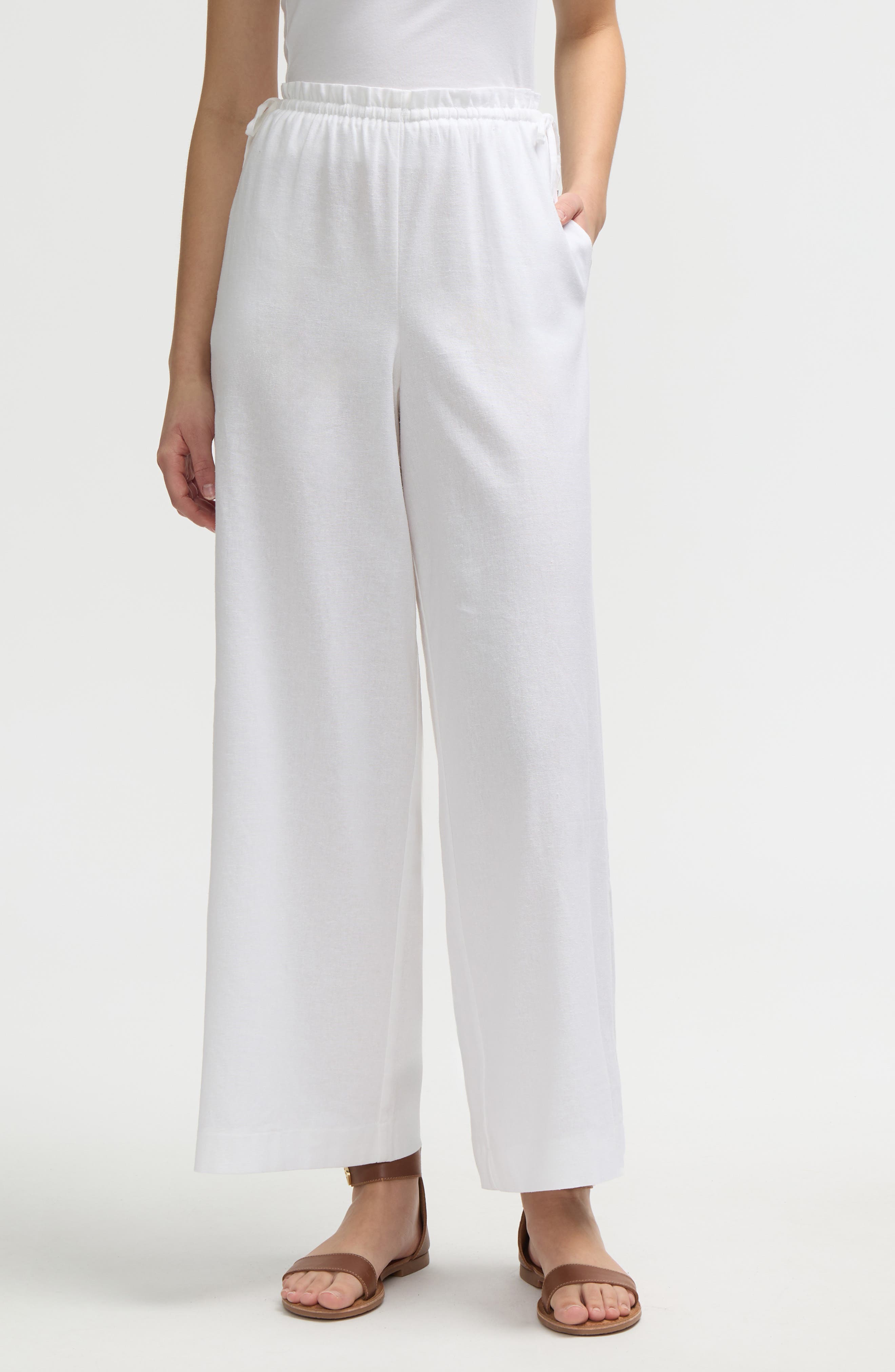 NVLT Side Waist Tie Wide Leg Pants