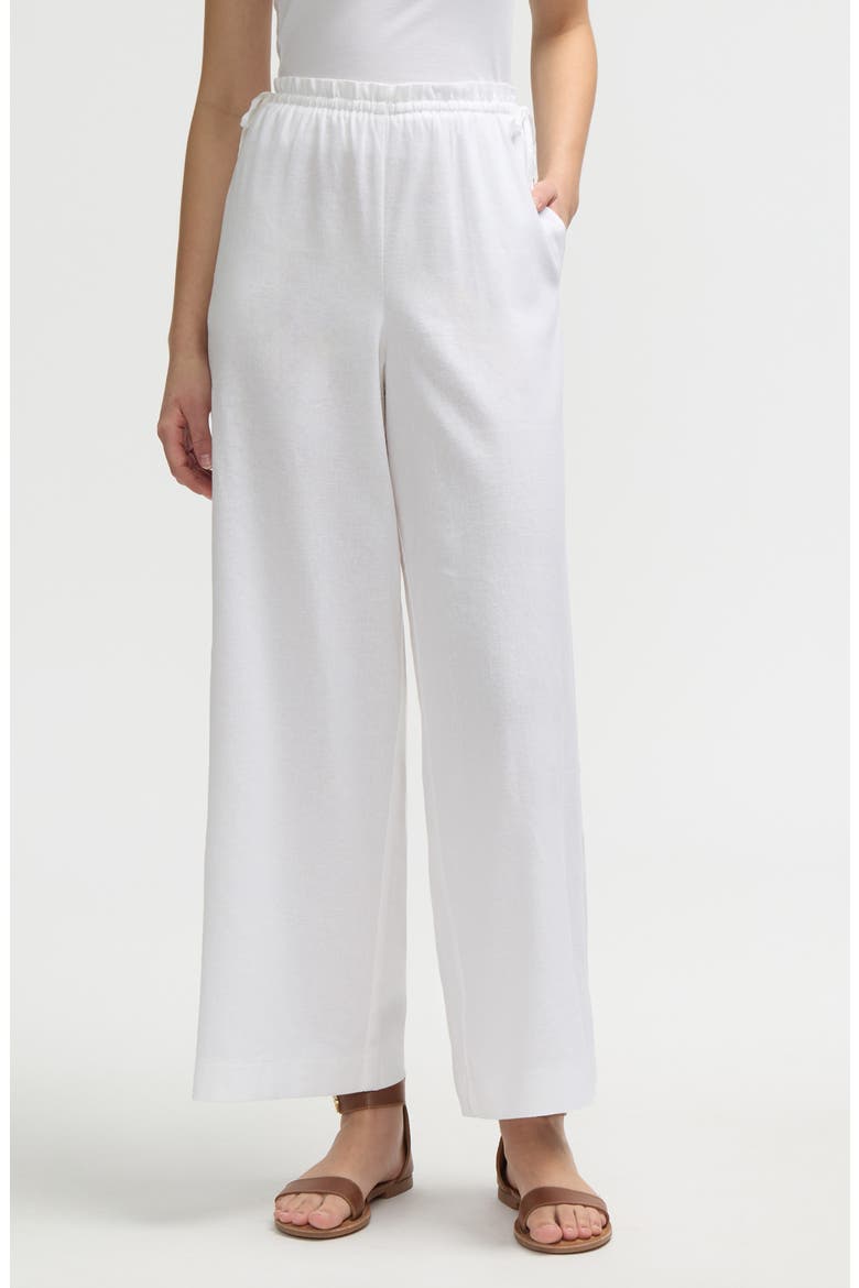 Side Waist Tie Wide Leg Pants, Main, color, WHITE