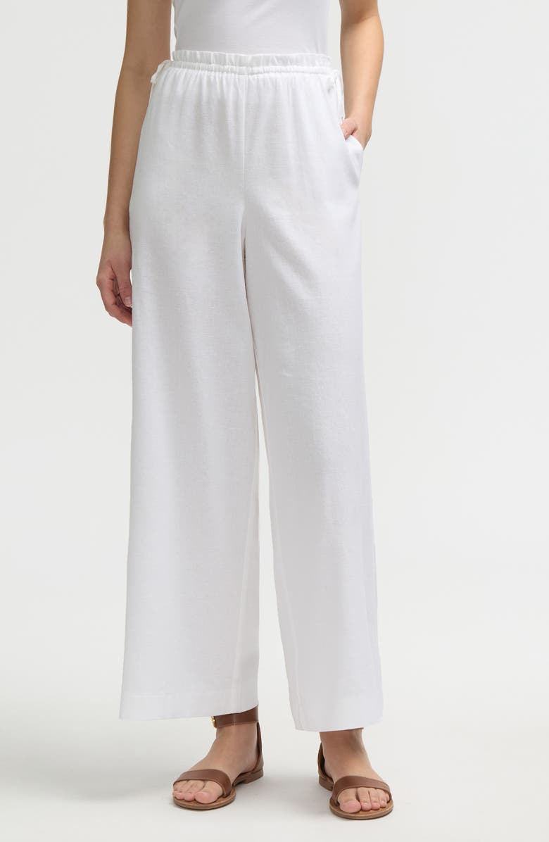 NVLT Side Waist Tie Wide Leg Pants, Main, color, White