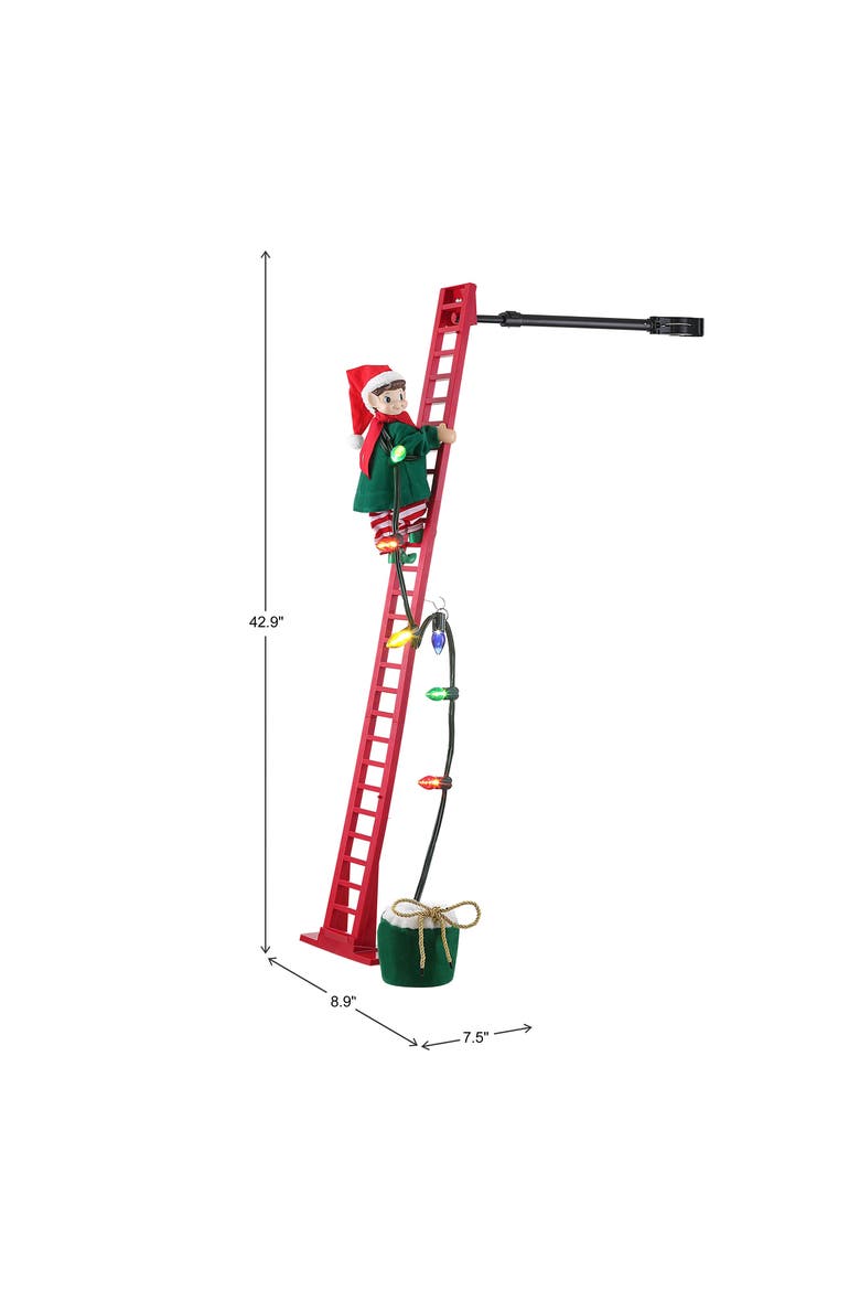 43 in. Animated Ladder Climbing Elf, Alternate, color, Multicolor