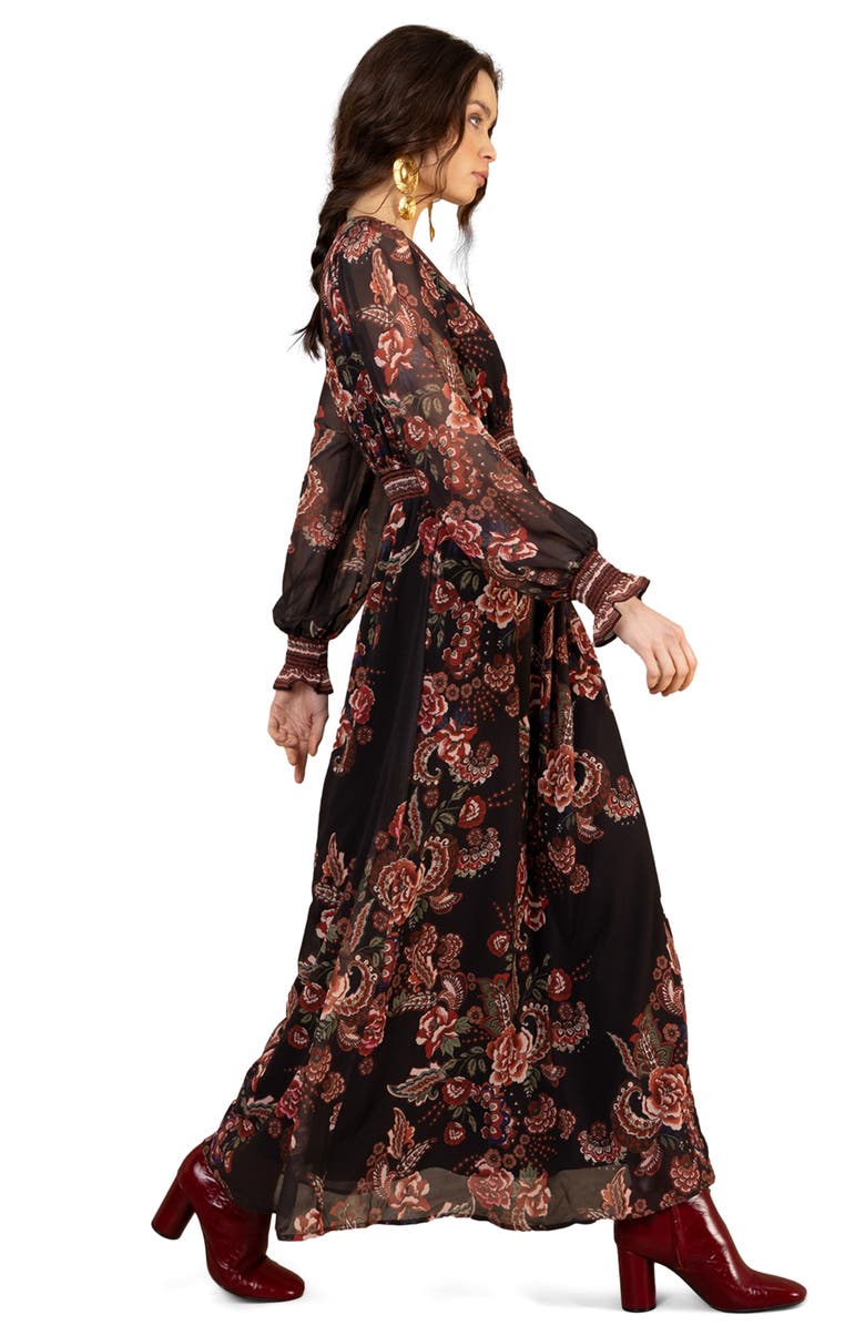 Hale Bob Paityn Chiffon Maxi Dress, Alternate, color, Black