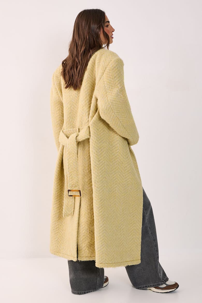 Double Breasted Brushed Herringbone Coat, Alternate, color, Butter