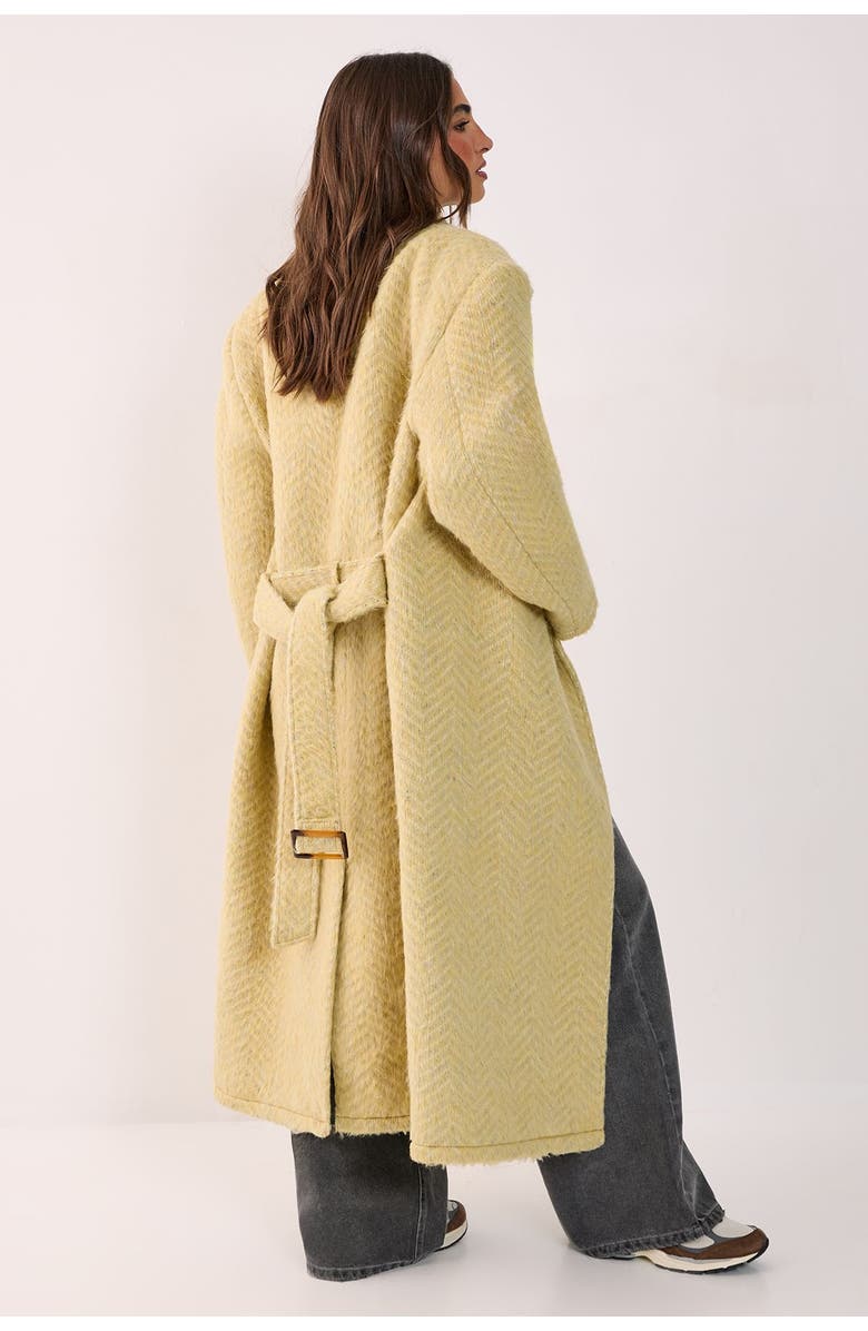 NASTY GAL Double Breasted Brushed Herringbone Coat, Alternate, color, Butter