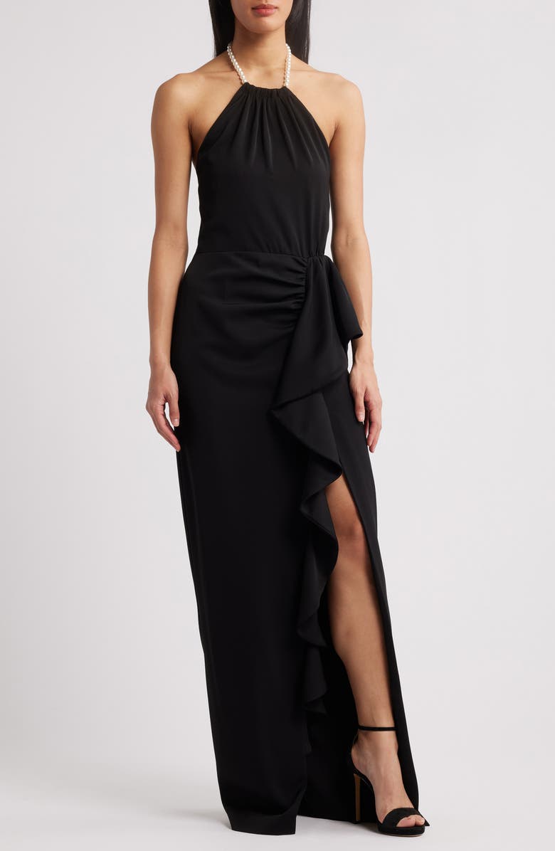 Black Halo Erwen Halter Gown, Main, color, 