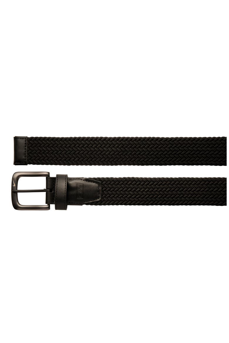 Stretch Webbed Braided Belt, Alternate, color, BLACK
