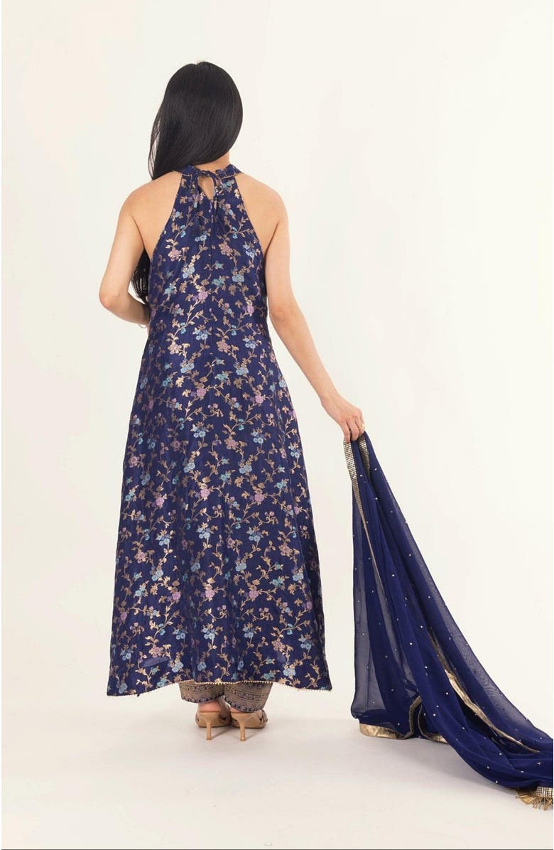 RAAS Lazuli Jacquard Halter Salwar Kameez, Alternate, color, Blue