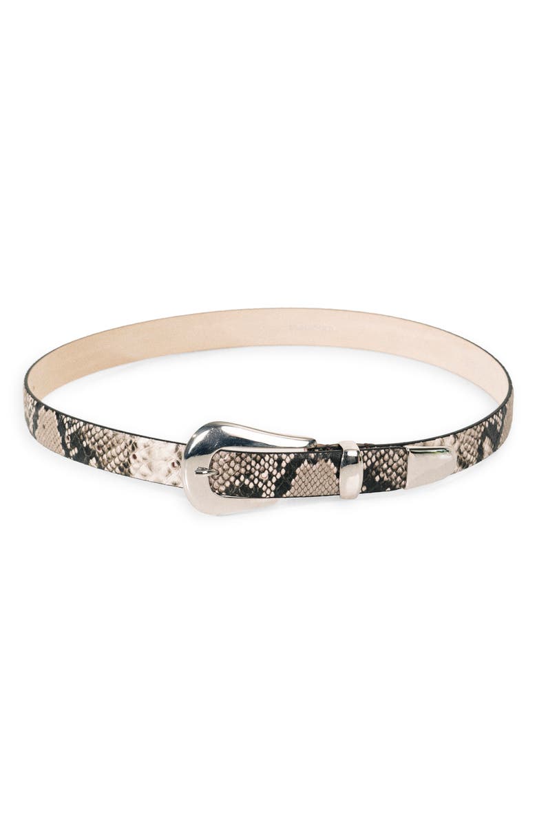 Déhanche Colette Snake Embossed Leather Belt, Main, color, Ivorybrown Snakeskin/Silver