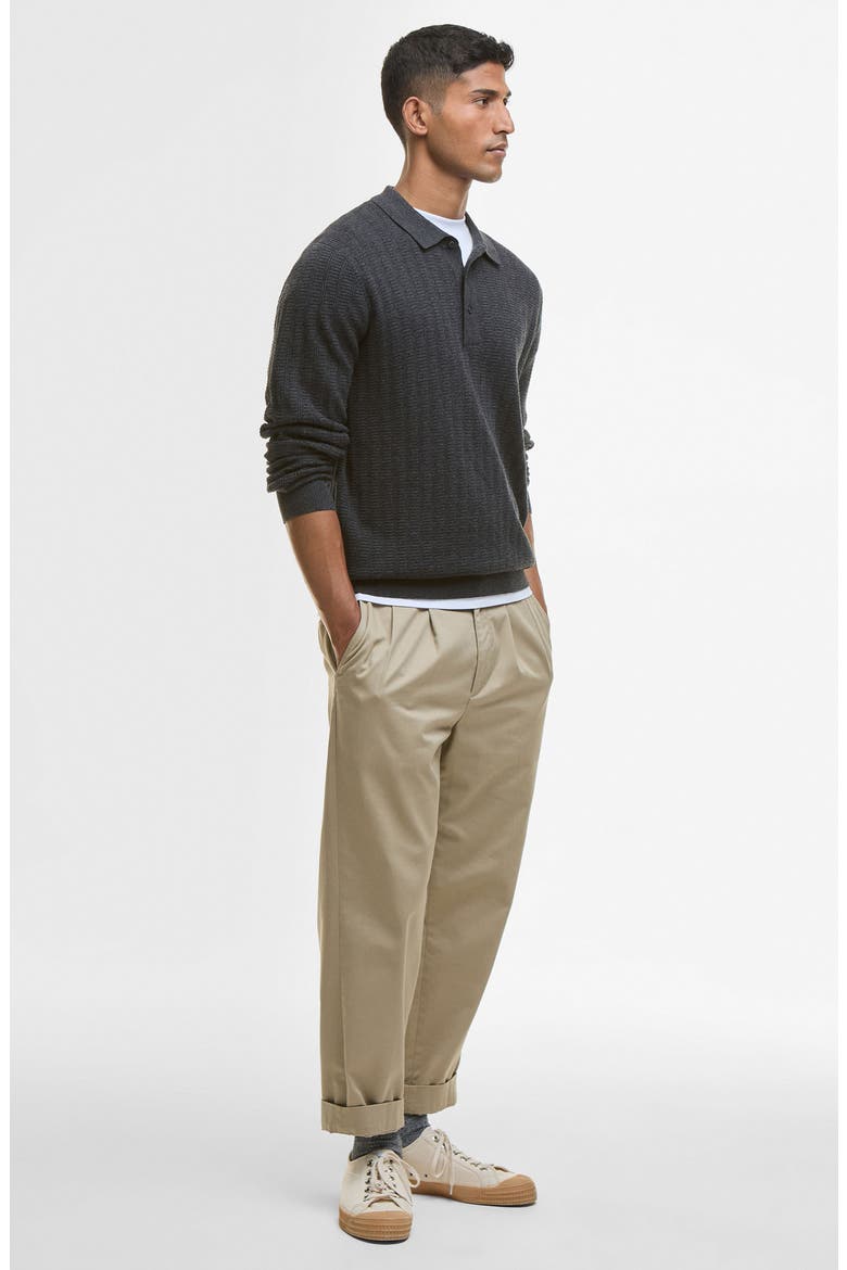 Smeaton Wool Blend Long Sleeve Polo, Alternate, color, BLACK MARL