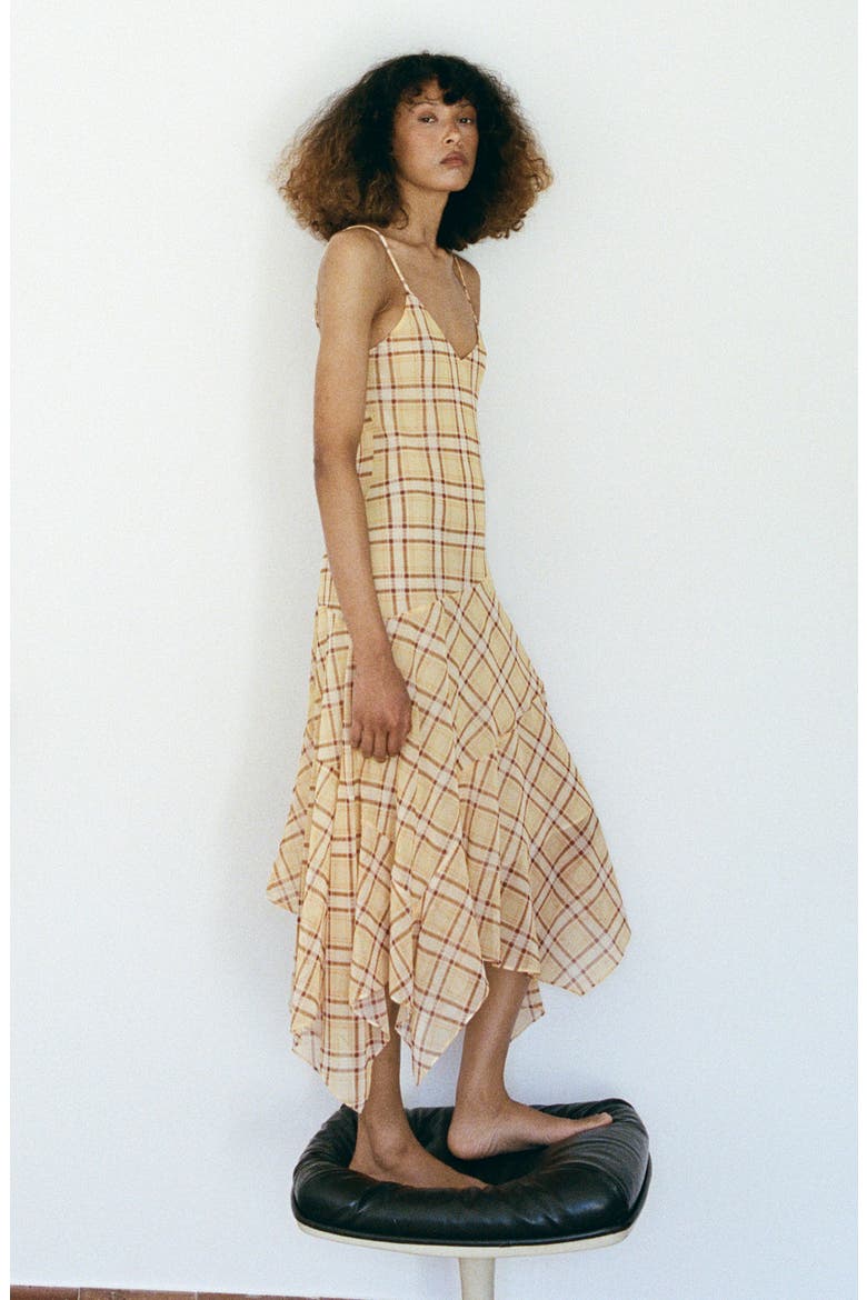 Glasgow Check Print Sundress, Alternate, color, PASTEL YELLOW