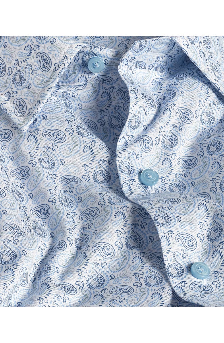 David Donahue Paisley Print Sport Shirt, Alternate, color, White/ Sky