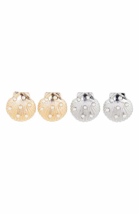Tasha 2-Pack Crystal Shell Stud Earrings