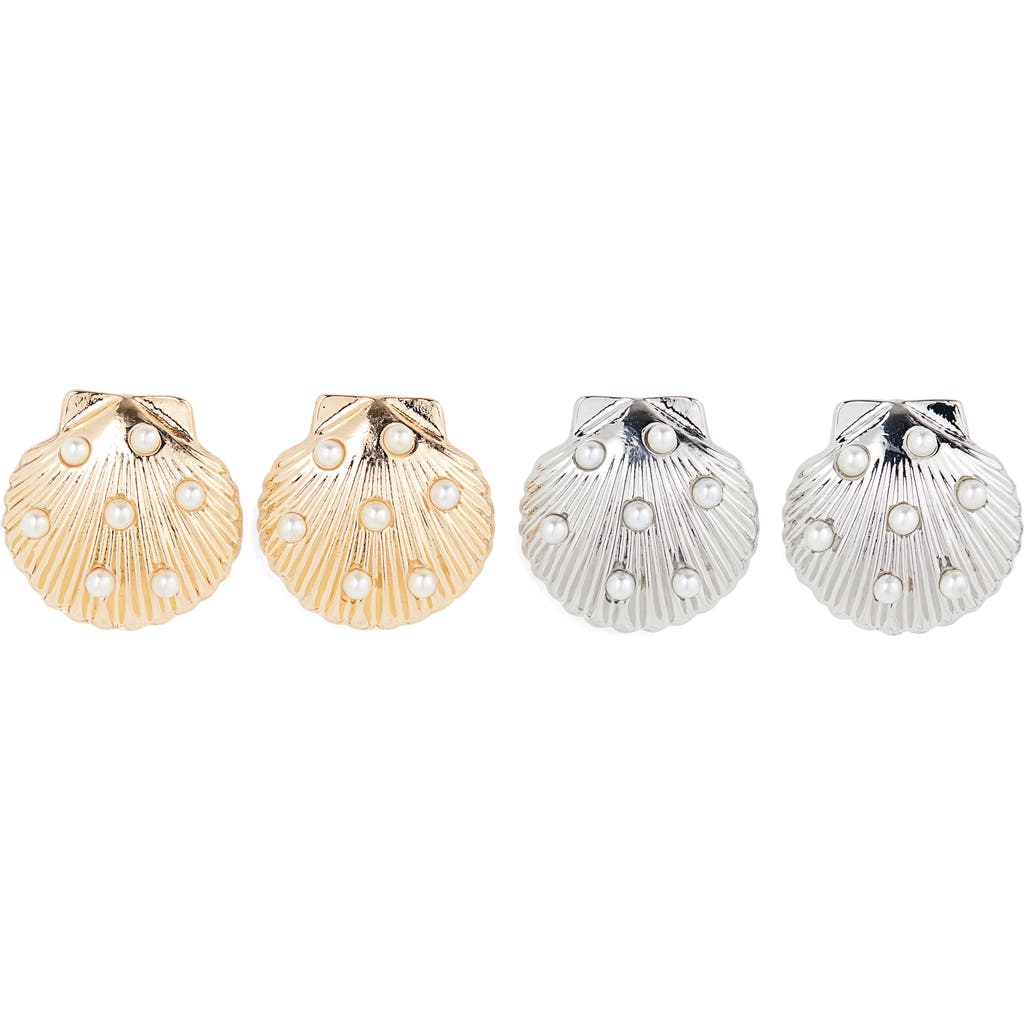 Tasha 2-pack Crystal Shell Stud Earrings In Multi