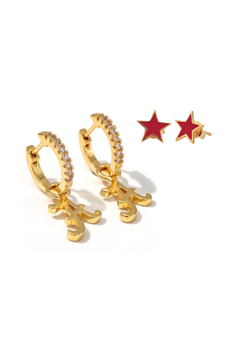 University Of Alabama Pennant Pair Earring Set, Main, color, Yellow Gold