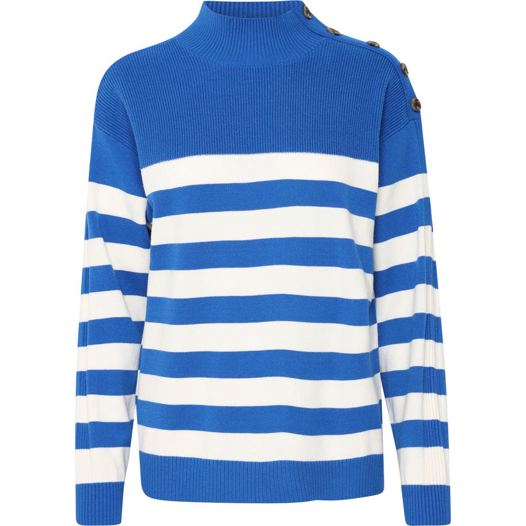 Shop Ichi Knit Stripe Sweater In Turkish Sea
