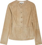 Lafayette 148 New York Peplum Paperfine Suede Jacket