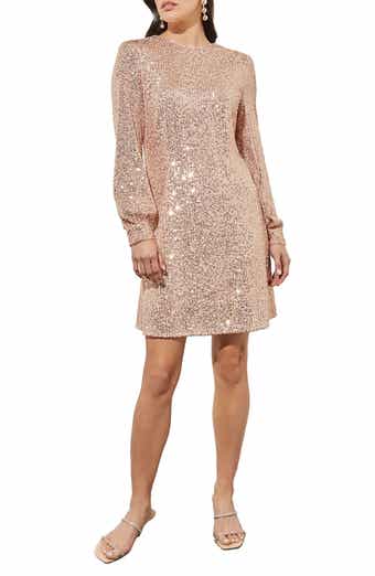 Ming Wang Sequin Long Sleeve Dress