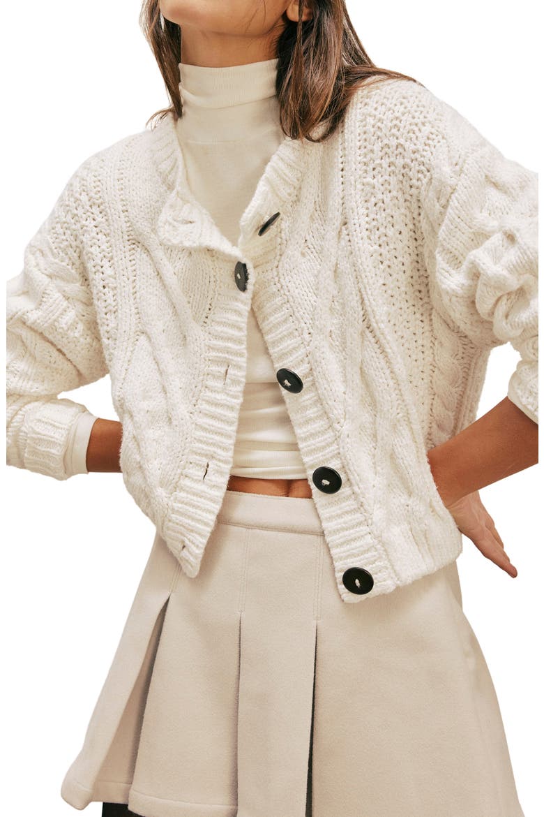 Bonfire Cable Knit Cardigan, Main, color, OPTIC WHITE