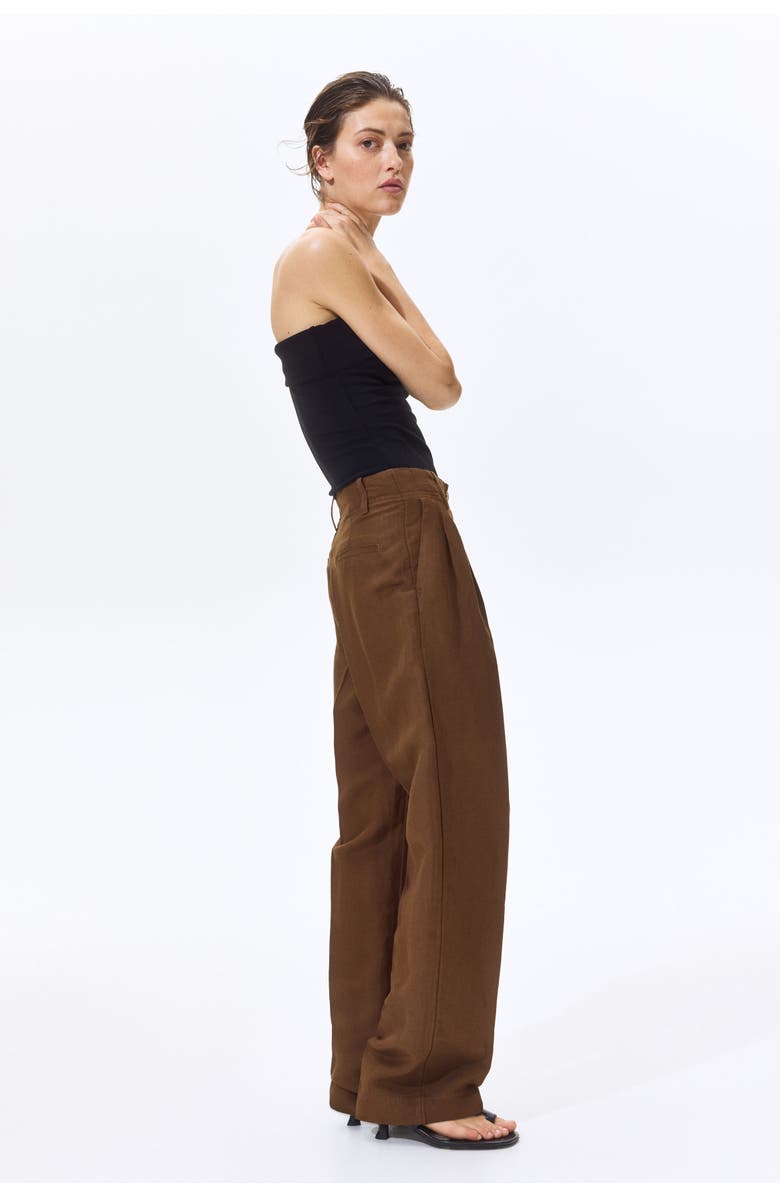 H&M Tapered Linen-blend Trousers, Alternate, color, 