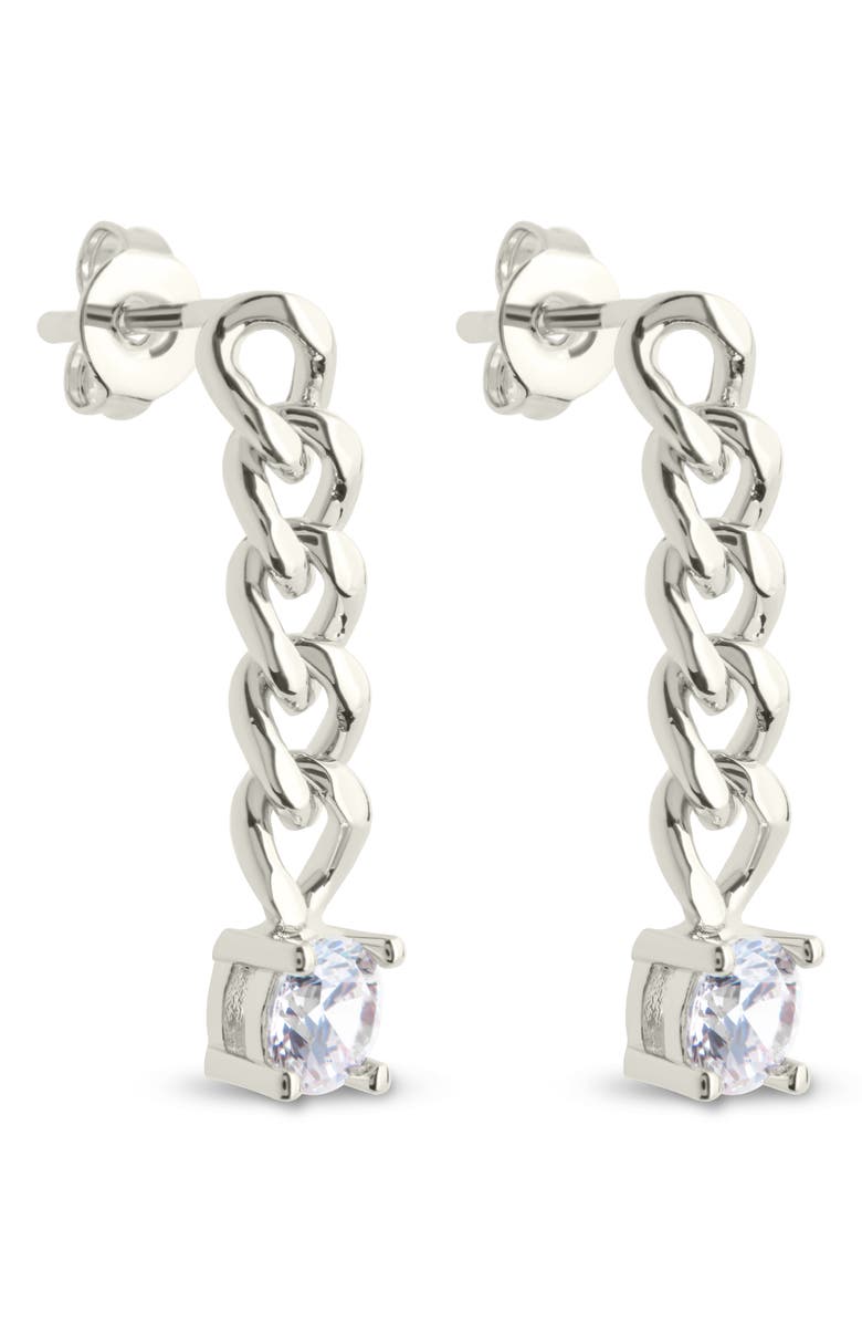 Sterling Forever Phoebe Cubic Zirconia Chain Link Drop Earrings, Main, color, Silver