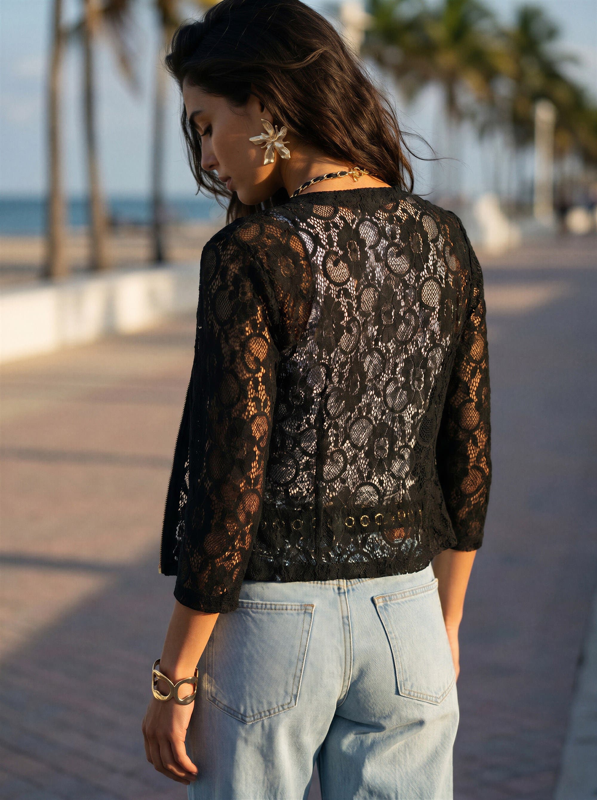 LASCANA Floral Lace Zip Jacket (Women) | Nordstrom