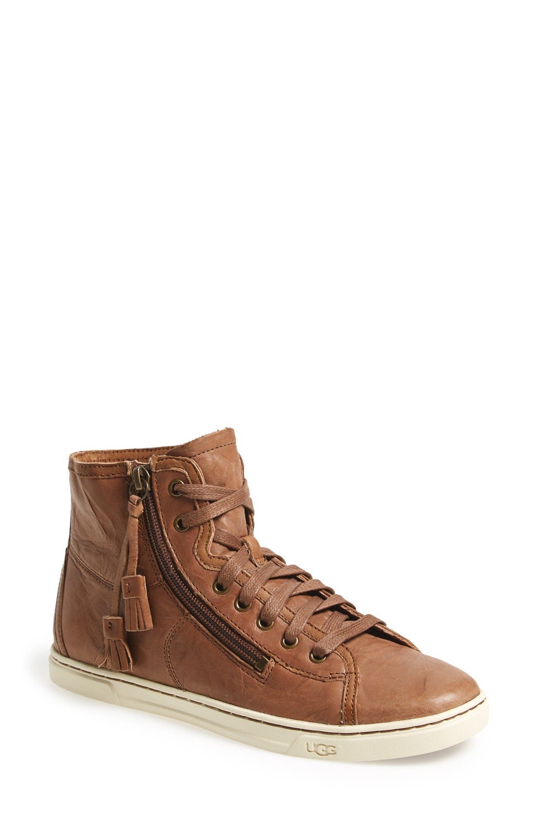 'Blaney' Tasseled High Top Sneaker, Main, color, DARK CHESTNUT